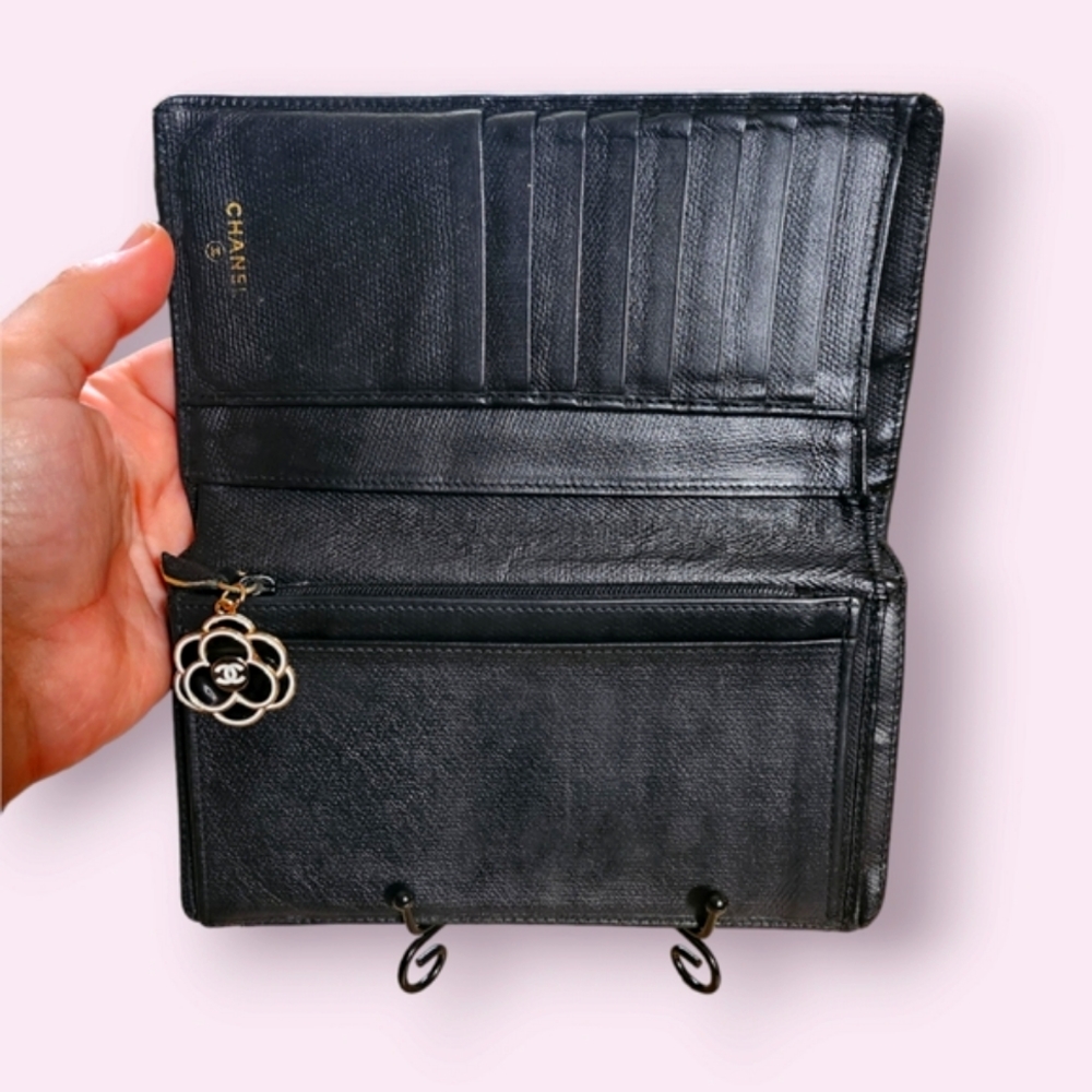 Chanel Black Long Wallet WITH CC CHARM!